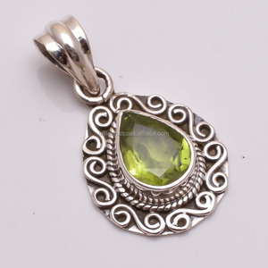Pendentif péridot naturel bijoux en gros bijoux en argent sterling 925 fabricant de pendentifs fins faits à la main - Product Image 1