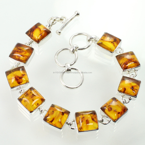 Beautiful AMBER Gemstones <b>Bracelet</b> 925 <b>Solid</b> Sterling <b>Silver</b> Religious Wholesale Supplier for Women Party Gift Third Party - Product Image 1