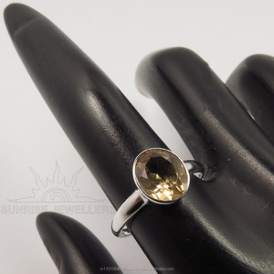 Anillo de plata de primera ley y citrino para mujer, sortija, plata esterlina 925, piedra preciosa, facetada, ovalada Joyería hecha a mano - Product Image 3