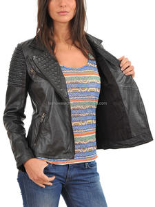 Fashion Genuine Leather Bomber Jacket <b>Button</b> Stand Winter Stylish Outerwear for Men Women Casual Trendy Quilted Breathable - Product Image 4