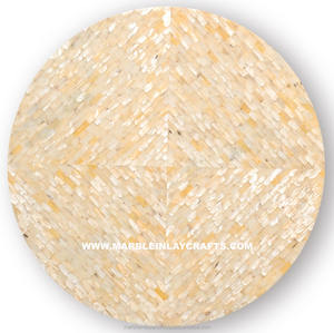 Ensemble de Table à manger jaune en mosaïque de perles, nacre naturelle, coquille de mer - Product Image 1
