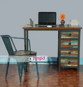 Industriel en fer et en bois récupéré table d'étude table d'ordinateur
