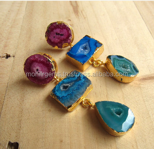 Pendientes de Ágata de 3 Piedras Hechos a Mano, Sin Níquel, Chapados en Oro de 18K, Joyería de Moda para Mujeres Saudíes - Product Image 1