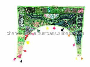 Indien fait à la main Vintage Kutch Toran Art Yapree brodé porte suspendu fenêtre cantonnière Topper rideau pour cuisine en gros - Product Image 2