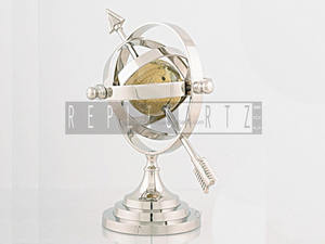 Sphère armillaire en laiton antique avec cadran solaire en aluminium gravé Globe en métal Sphère décorative pour la maison Cadran solaire - Product Image 2