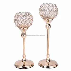 Juego de venta al por mayor de 2 candelabros de Casa de cristal de Metal dorado linterna elegante y tarro para decoración del hogar Decoración de Hotel y restaurante - Product Image 1