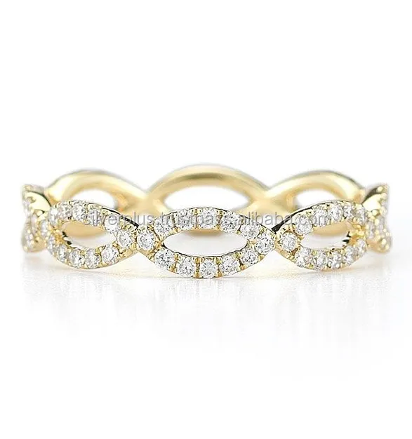 Massiver 18 Karat Gelbgold Natural Pave Diamond Infinity Ring Feiner hand gefertigter Schmuck hersteller