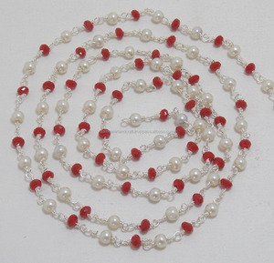Perle enroulée de fil et perles de calcédoine rouge Rondelle de pierre pour la fabrication de bijoux en chaîne de chapelet perlé - Product Image 3