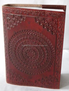 สมุดโน๊ตหนังแท้ลายแมนดาลาวินเทจทำด้วยมือสมุดไดอารี่ลายดอกไม้แบบเติมได้สลักลายนูนแข็ง - Product Image 3