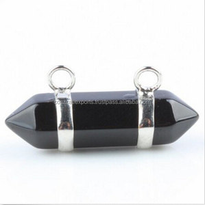 Pendentifs hexagonaux en agate noire plaqués rhodium avec fil d'or enroulé cadre de lunette chrétien religieux pour les fêtes - Product Image 4