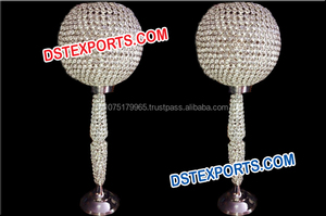 Centros de mesa de boda de cristal dorado, piezas de centro de bola de cristal de boda, forma redonda - Product Image 6