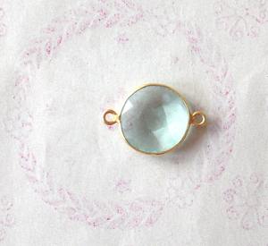 Aqua Quartz Forma hecha a mano Plata de Ley 925 Chapado en oro 12mm Piedras preciosas Doble fianza Bisel facetado Conector Joyería - Product Image 4