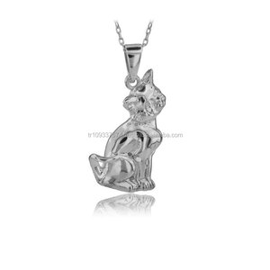 Collar con colgante de gato de oro macizo de 14K, collar de animales, joyería fina para mujer, hecho en Turquía - Product Image 3