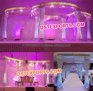 Decoración de escenario indio para boda, escenario tallado dorado, decoración asiática para escenario - Product Image 3