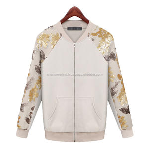 Blouson bomber long à sequins pour femme avec rembourrage en polyester, fermeture éclair sur le devant et poignets côtelés, finition matelassée pour les soirées dansantes - Product Image 5