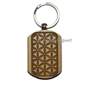 Healing of Life Symbol <b>Engraved</b> Wooden Key Ring | Designers <b>Keyring</b> | 3.5cm*5cm | 2-color Offset Printing - Product Image 1