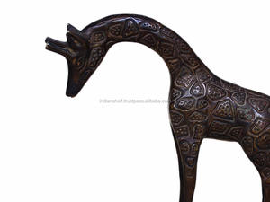 แฮนด์เมดอินเดียโบราณทองเหลืองบรอนซ์ยีราฟบรอนซ์รูปปั้นตกแต่งบ้าน - Product Image 4