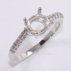 แหวนหมั้นทุกขนาด925เงินสเตอร์ลิง6x8มม. รูปไข่ CZ กึ่งเมานท์งานแต่งงานของขวัญ unisex - Product Image 1