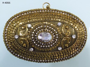 H4066 handmade metal clutch ladies gold or <b>silver</b> evening handbags clutches <b>tote</b> <b>bags</b> stone beaded party online shopping India - Product Image 3