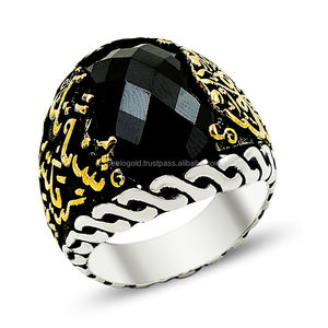 925K Sterling <b>Silver</b> Onyx Islamic Design <b>Men</b> <b>Ring</b> - Product Image 1