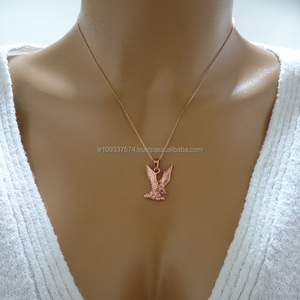 Collar de Águila Dorada en Oferta, Joyería Fina, Collares de Oro Sólido de 14K, Collar de Águila Voladora, Joyería Fina para Mujer, Hecho en Turquía - Product Image 4