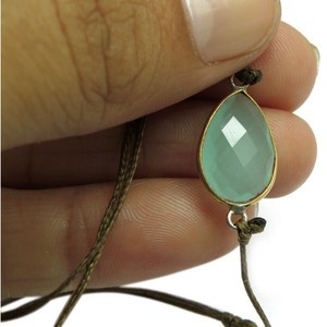 Bracelet perlé en argent sterling 925 avec calcédoine verte en forme de poire, bijou chrétien unique en argent - Product Image 6