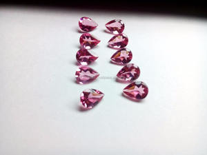 Pierre en verre de tourmaline rose synthétique, taille poire, qualité supérieure, traitée thermiquement, jeu de couleurs, 5x7 mm, 0,68 carat - Product Image 2