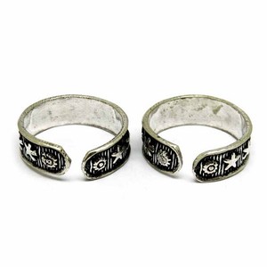Bague de pied indienne en argent sterling 925 oxydé, motif étoile, bijoux Shri Ashapura, style bohème, religieux hindou - Product Image 3