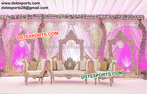 Escenario de boda decorado con pilares delgados, escenario de boda con temática mogol, grandes escenarios de boda indios en EE. UU. - Product Image 6