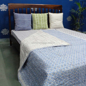 Edredón de tamaño doble impreso con bloque de mano de Chokor Phool azul de la mejor calidad del fabricante directo relleno de algodón orgánico económico - Product Image 5