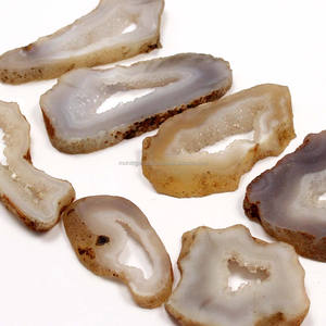 Rodaja de Ágata Natural Sin Pulir con Druzy, Orificio en el Medio, Blanca, 15-40 mm, Piedra Suelta de Super Calidad para Joyería y Moda - Product Image 2