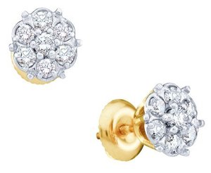 Boucles d'oreilles classiques plaquées or jaune 14 carats coupe brillante fermeture arrière papillon fermeture 0.50ct diamant naturel pour enfants - Product Image 1