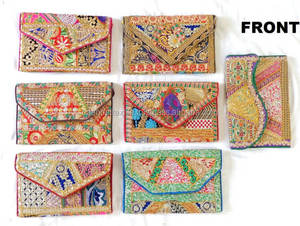 Sac à main indien patchwork fait à la main-mariage pochette sac à main-indien fait à la main doré broderie patchwork sac à main embrayages sac - Product Image 5