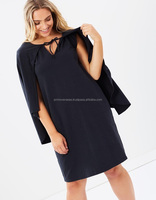 Dames Cape Élégante Robe Noire Élégante À La Mode Cravate Au Cou