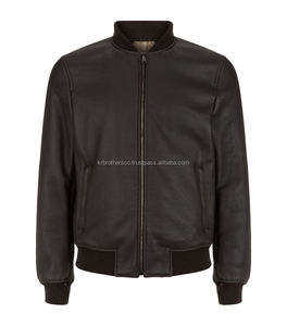 XL Seamless <b>Shearling</b> Brown Leather <b>Bomber</b> <b>Jacket</b> Adults Genuine European Style Nonwoven Weaving Plus Size Polyester Printing - Product Image 1