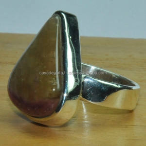 Precioso anillo de plata con piedras preciosas de ametrino, anillo de Plata de Ley 925, anillo de plata con piedras preciosas únicas, joyería hecha a mano, anillo en forma de pera - Product Image 2