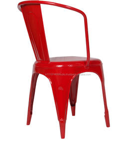 เก้าอี้รับประทานอาหารเหล็กสีแดง |   ที่นั่งร้านอาหารสไตล์ลอฟท์อุตสาหกรรม |   เฟอร์นิเจอร์แบบซ้อนได้ สไตล์บิสโทร สำหรับใช้ภายในและภายนอกอาคาร เหมาะสำหรับบ้าน สำนักงาน ห้องครัว - Product Image 3