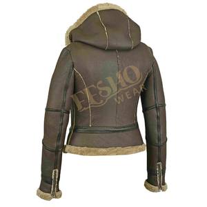 Cómoda chaqueta de moto de piel de oveja tejida de invierno, capucha transpirable, prendas de vestir exteriores cálidas de moda para hombres y mujeres, frío - Product Image 3