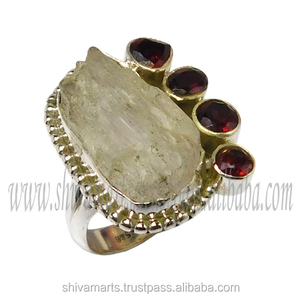 ขายส่งเครื่องประดับที่ดี925สเตอร์ลิงเงิน kunzite GARNET แหวนพลอยหลายชิ้นงานแฮนด์เมดแหวน Vermeil นิรันดร์ - Product Image 2