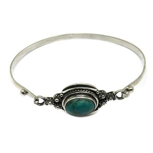 Bracelet Bohème Chrétien Plaqué Argent avec Turquoise pour Danse, Bijou Unisexe du Rajasthan – Grande Vente - Product Image 4