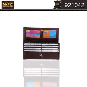 Long and Compact <b>Lady</b> Card <b>Wallet</b> Portable Leather with Polyester Lining and Button Closure - Product Image 2