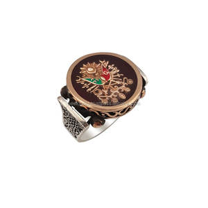 925 Sterling <b>Silver</b> Red Enamel <b>Men</b> <b>Ring</b> Kayi Obasi Flag Ottoman Empire <b>Mens</b> Ottomans Seal Ertugrul Man <b>Ring</b> Anillo - Product Image 1