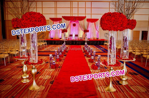 งานแต่งงานเส้นใยคริสตัลเสาขนาดเต็มงานแต่งงานเส้นใยคริสตัลเสาที่แตกต่างกันแกะสลักงานแต่งงานทางเดินเสา - Product Image 5