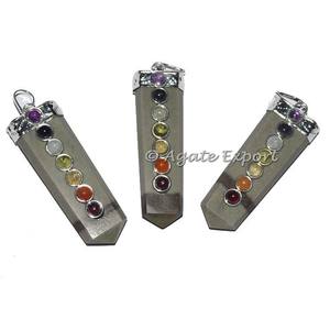 Colgantes de Ágata con Símbolo Shiva Lingam y Siete Chakras, Chapados en Oro/Plata, Venta al Por Mayor - Product Image 1
