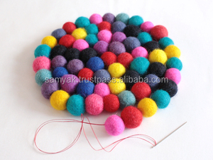 High Quality Handmade Wool Coaster <b>Round</b> Tibetan Design Trivet and <b>Rug</b> for <b>Kitchen</b> Office Table Decorations and Drinks - Product Image 3