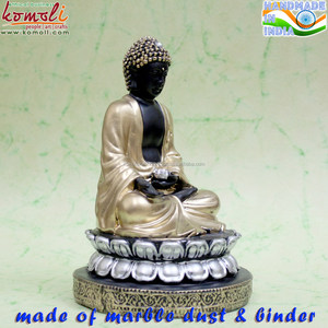 Ouro preto atacado lótus Buddha estátua - Product Image 2