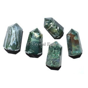 Fancy Moss Agate Natural Point: compre al por mayor de punto de curación de CrystalExport Suministro artesanal de piedra semipreciosa - Product Image 1