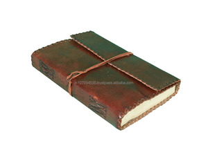 Précieux Turquoise Pierre Intégré Côté Couture Conception Rabat En Cuir Véritable Journal Blanc Page Enrouler Autour De Journal Pour Cadeau - Product Image 2