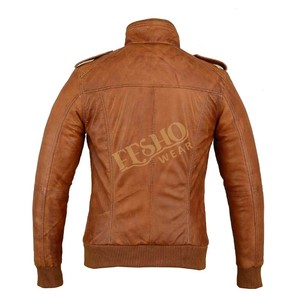 Veste en cuir d'agneau pour homme, style coréen, coupe ajustée, col montant, élégante, style motard, bomber, durable, approvisionnement OEM - Product Image 4