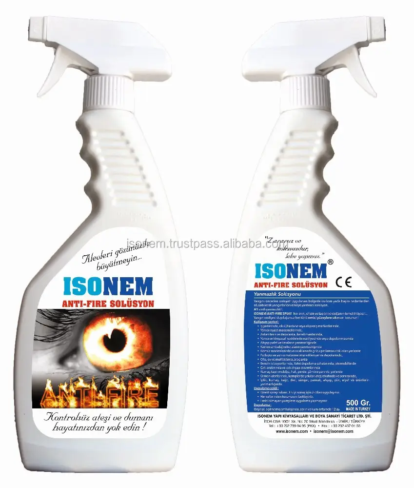 Liquide transparent ignifuge ISONEM ANTI FIRE pour surfaces absorbantes, FABRICANT DE TURQUIE